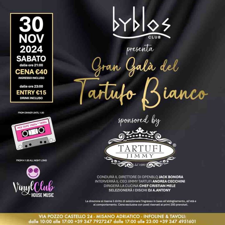 gala del tartufo byblos 30 novembre 2024